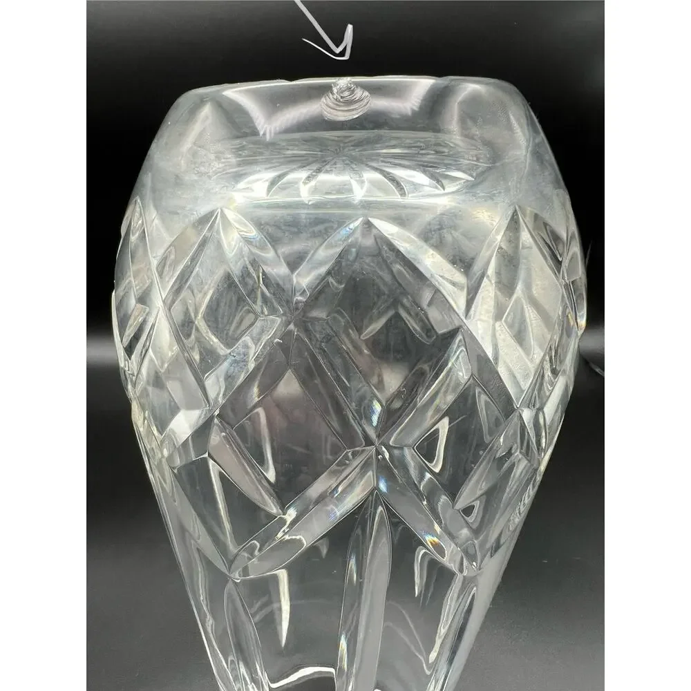 Waterford Crystal Lismore Pattern Floral Vase 9” Elegant Glass AS IS